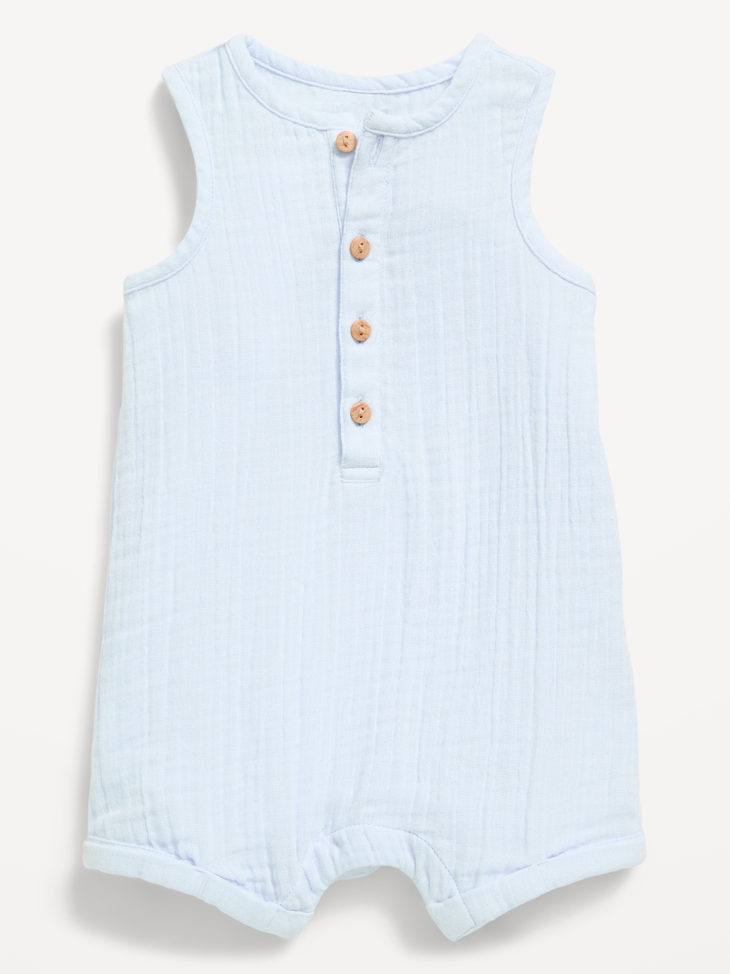 BARBOTEUSE UNE-PIÈCE HENLEY SANS MANCHES À TISSAGE DOUBLE POUR BÉBÉ