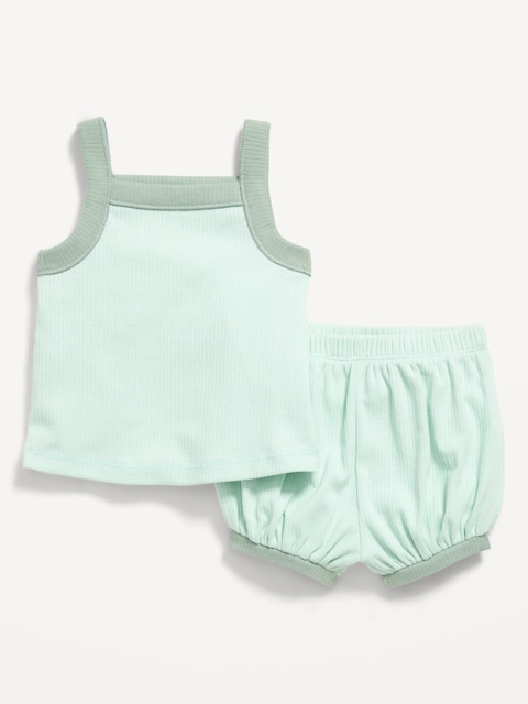 ENSEMBLE DE CAMISOLE ET SHORT CÔTELÉS POUR BÉBÉ