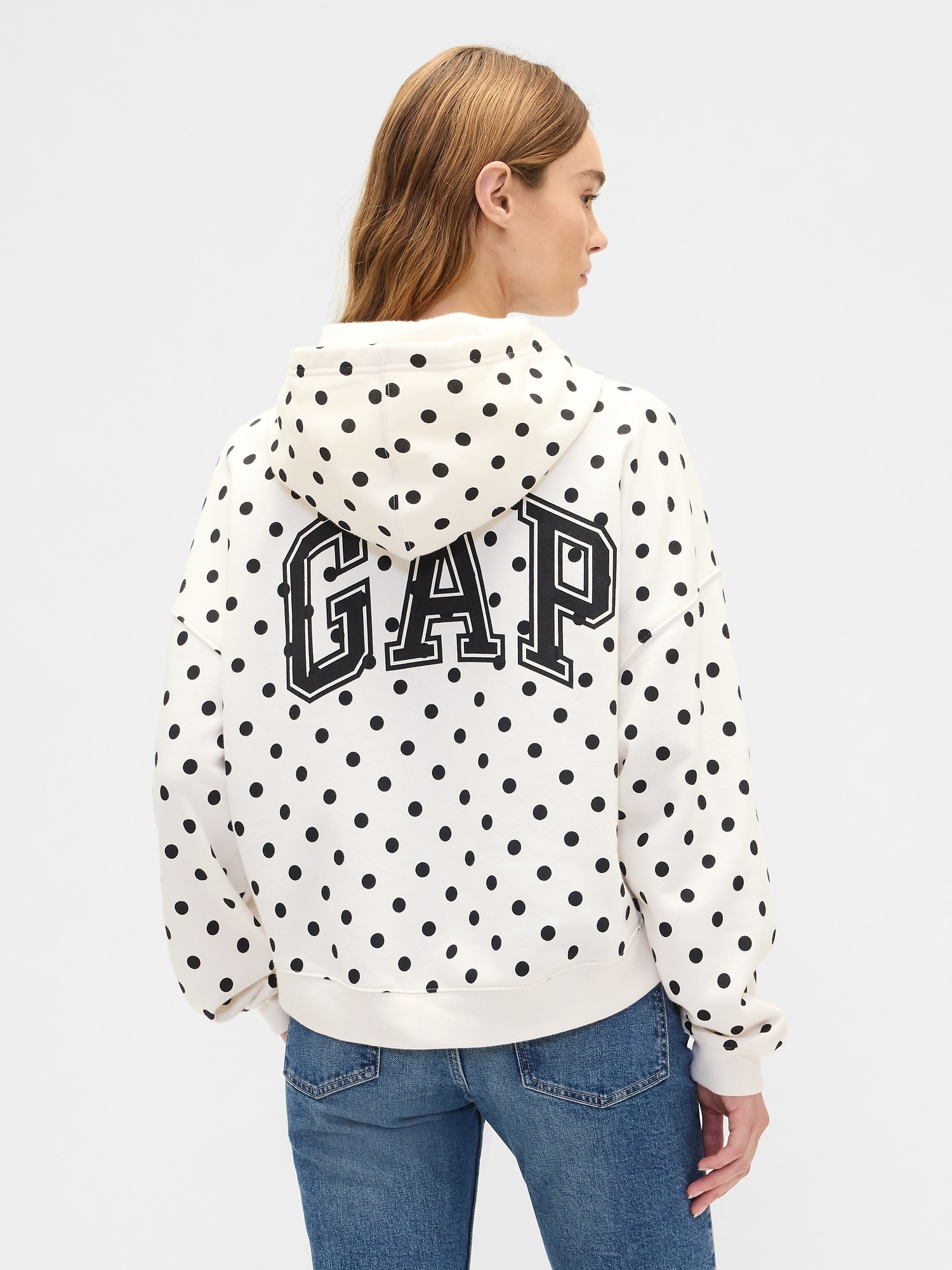 GAPロゴクロップド　ドット　パーカー リラックス ミニGAPロゴ クロップドパーカー