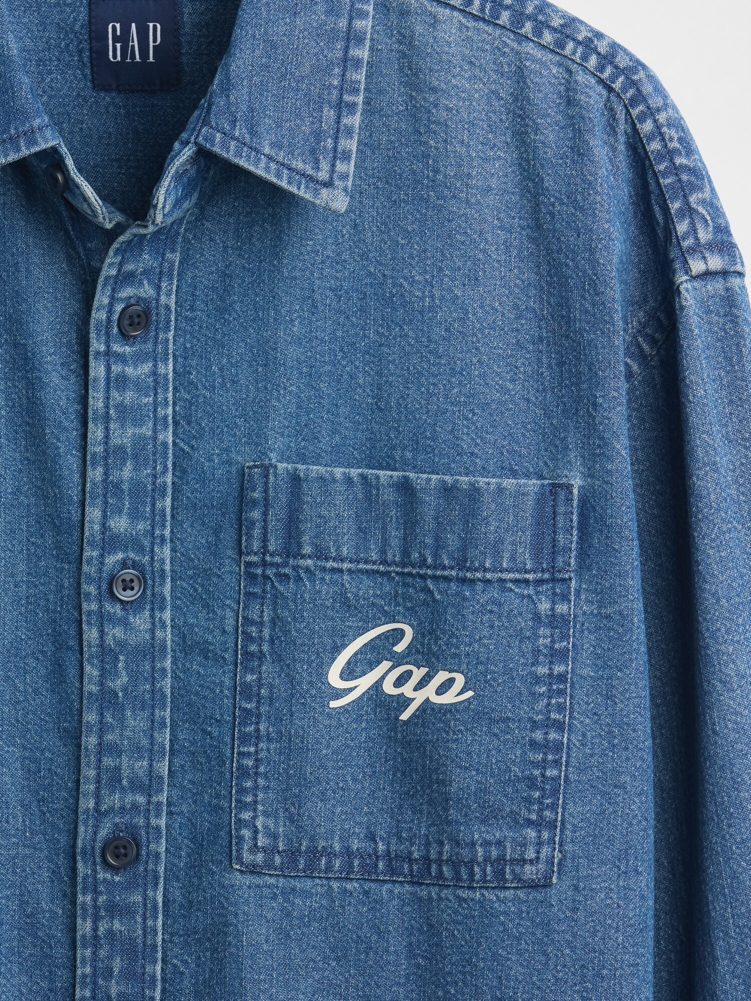 リラックスフィット GAPロゴ ポケット デニムシャツ (キッズ)-2