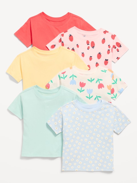 T-SHIRT À MANCHES COURTES POUR TOUTE-PETITE FILLE (PAQUET DE 6)