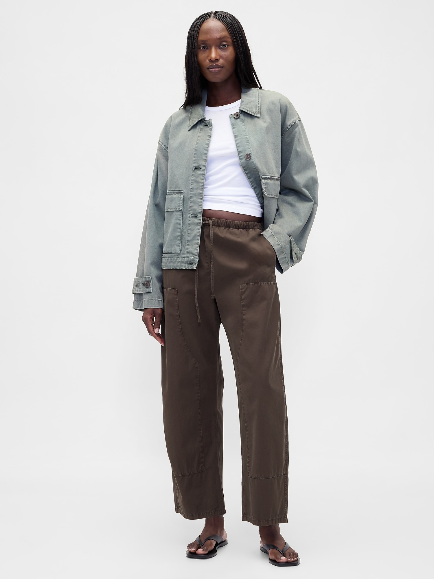 Twill Easy Double-Knee Barrel Pants