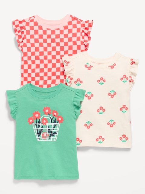 T-SHIRT À MANCHES COURTES À VOLANTS POUR TOUTE-PETITE (PAQUET DE 3)