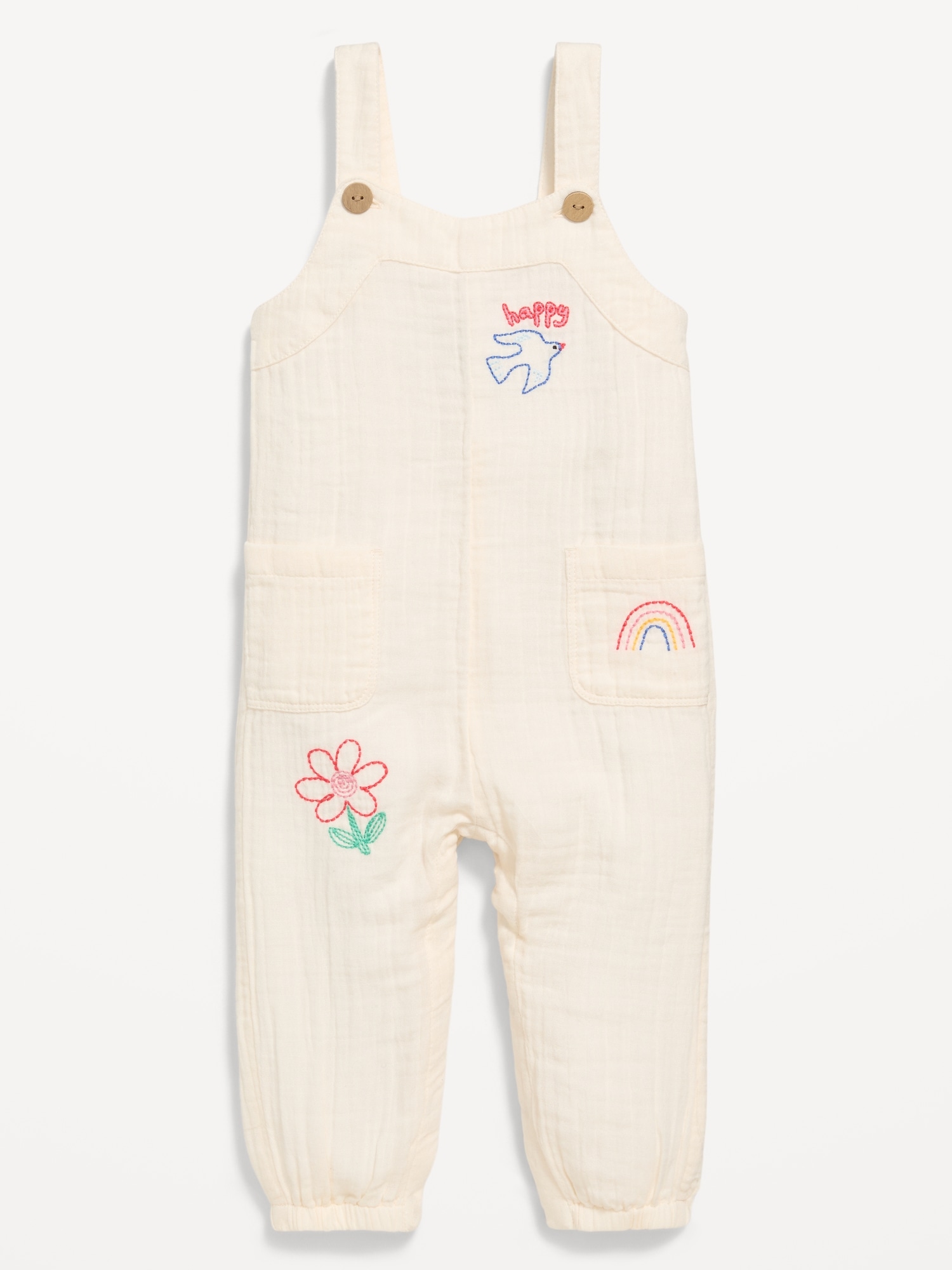 Double-Weave Embroidered Overalls for Baby