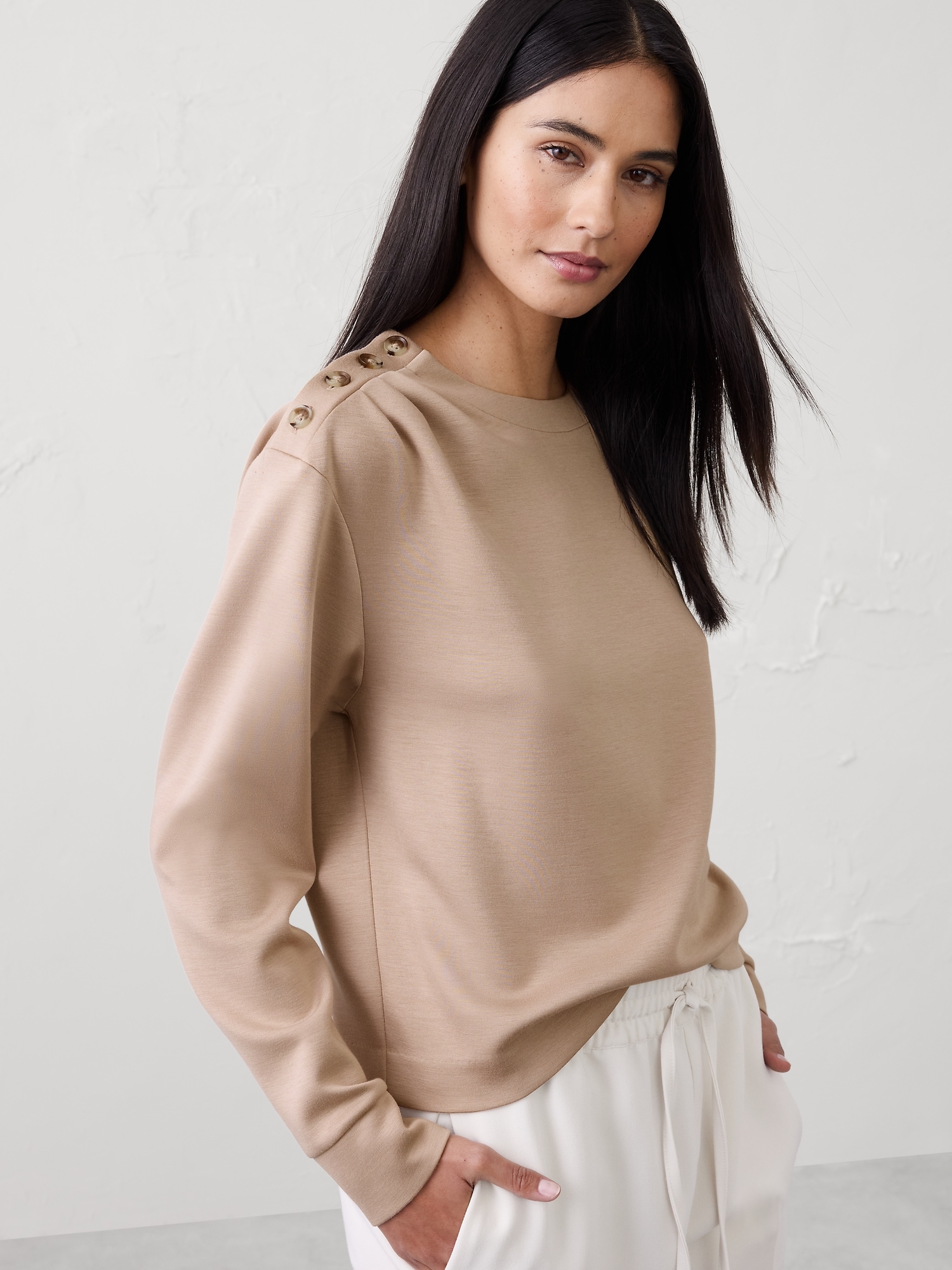 Knit Button-Shoulder Top