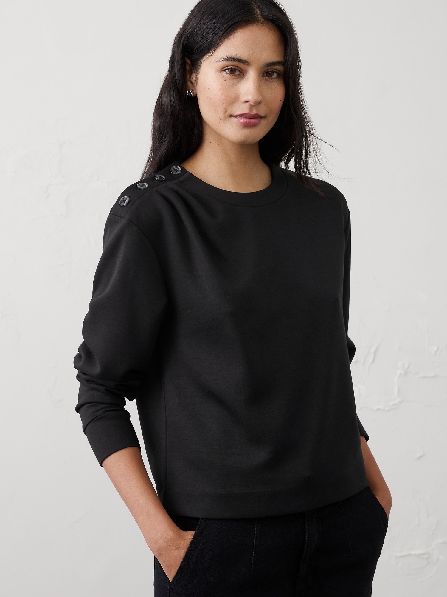 Knit Button-Shoulder Top