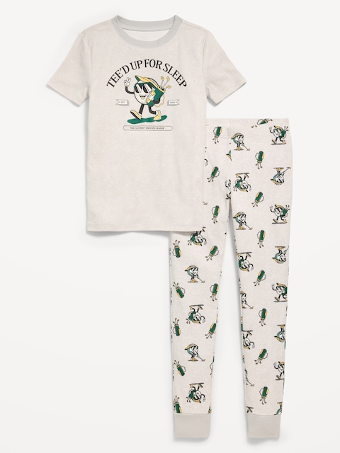 Gender-Neutral Snug-Fit Graphic Pajama Set for Kids