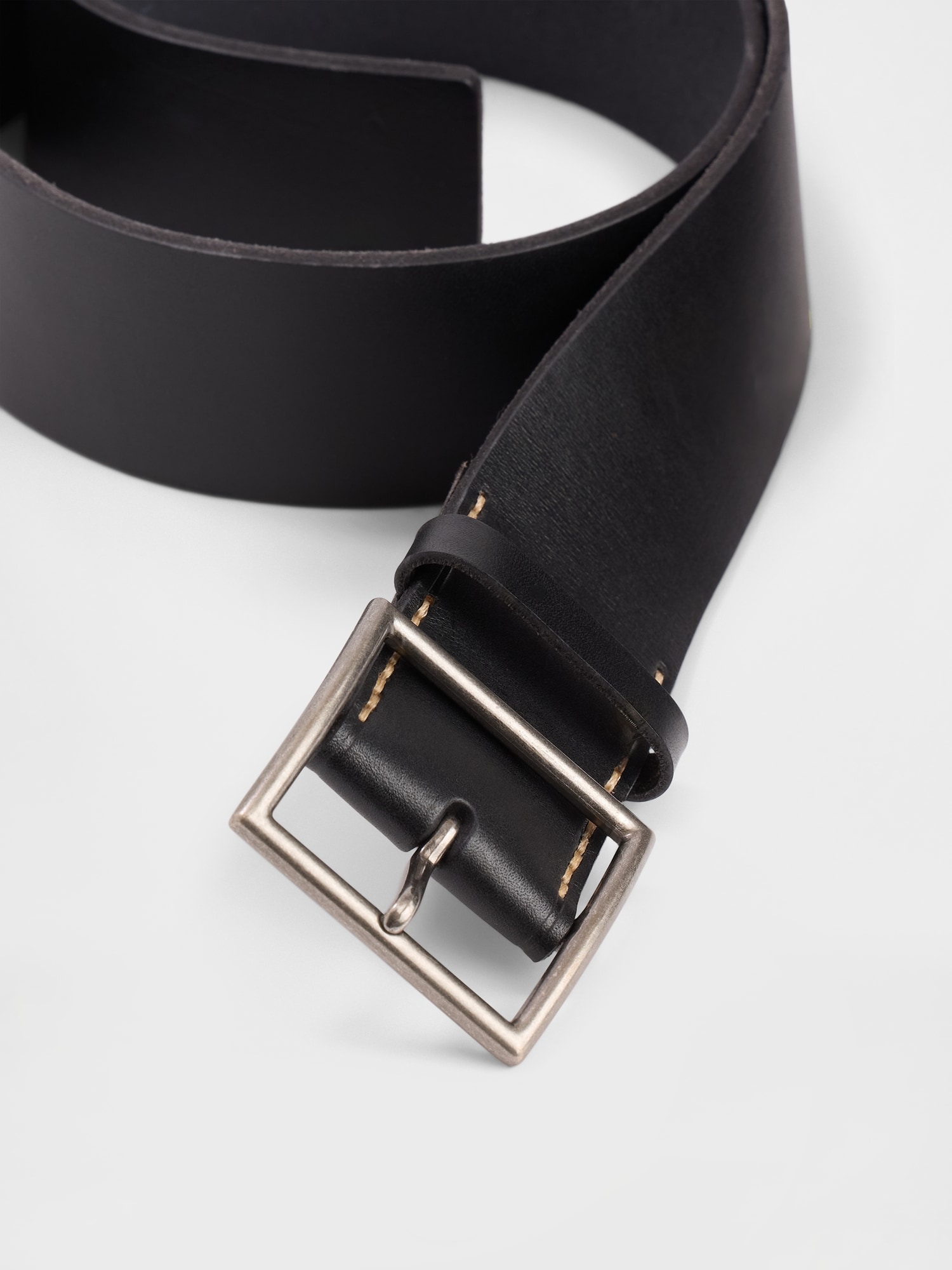 Leather Square-Buckle Belt