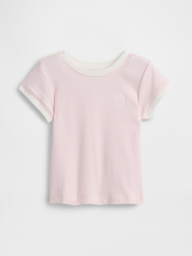 babyGap GAPロゴ リブ リンガーTシャツ-0