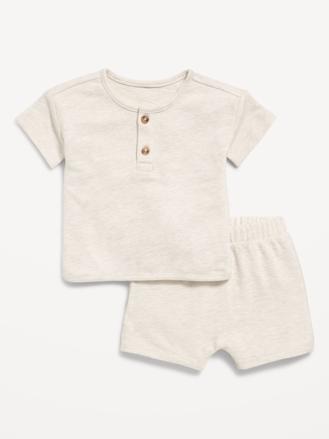 ENSEMBLE HAUT HENLEY ET SHORT EN TRICOT JACQUARD POUR BÉBÉ