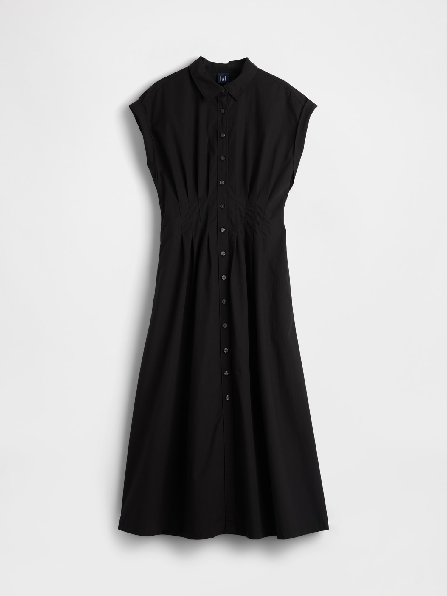 Poplin Cinched Midi Shirtdress