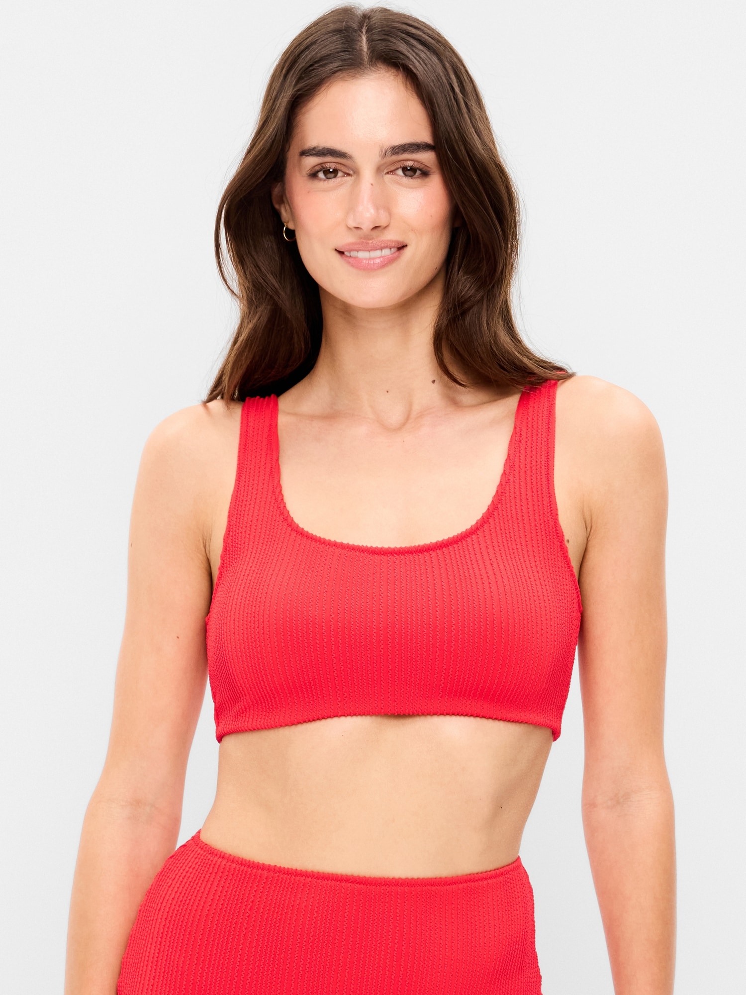 Ribbed Scoop-Neck Swim Top