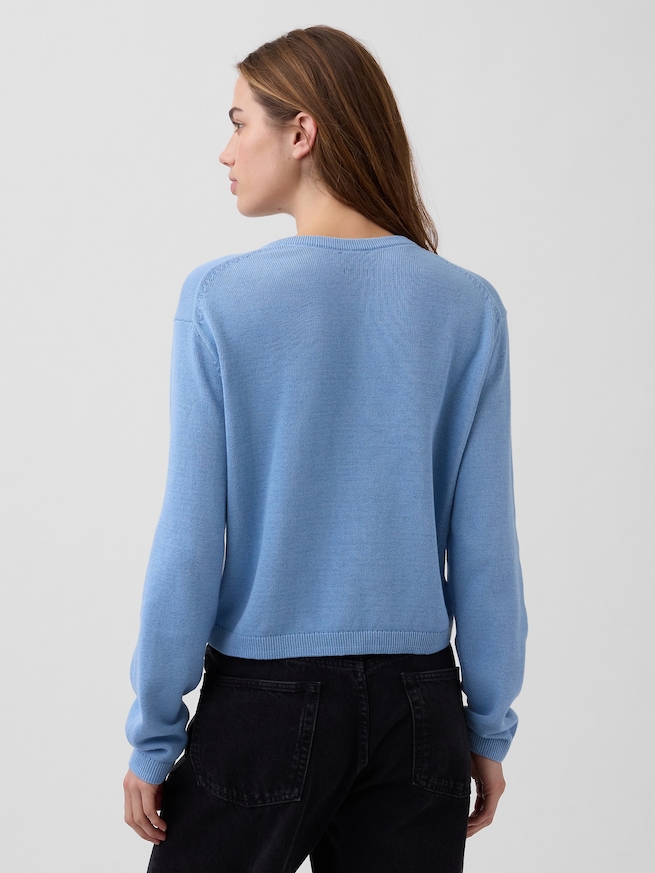 コットン100% リラックスフィット クロップド ニットカーディガン-2