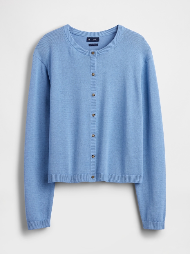 コットン100% リラックスフィット クロップド ニットカーディガン-4