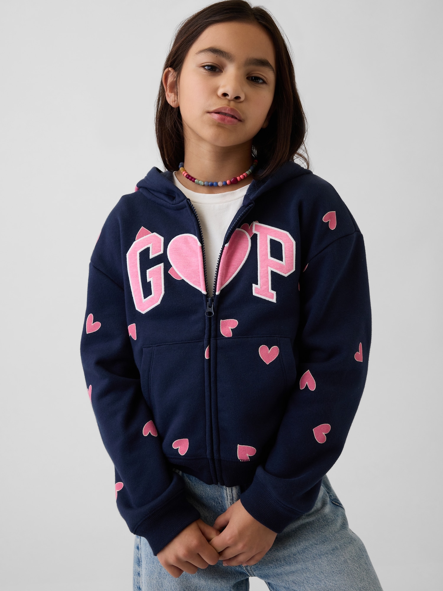 リラックスフィット GAPロゴ ジップアップパーカー (キッズ)-0