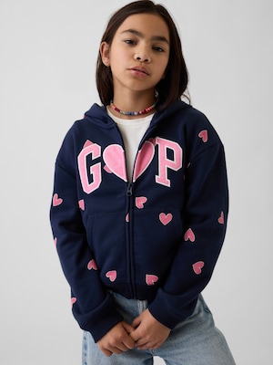 リラックスフィット GAPロゴ ジップアップパーカー (キッズ)