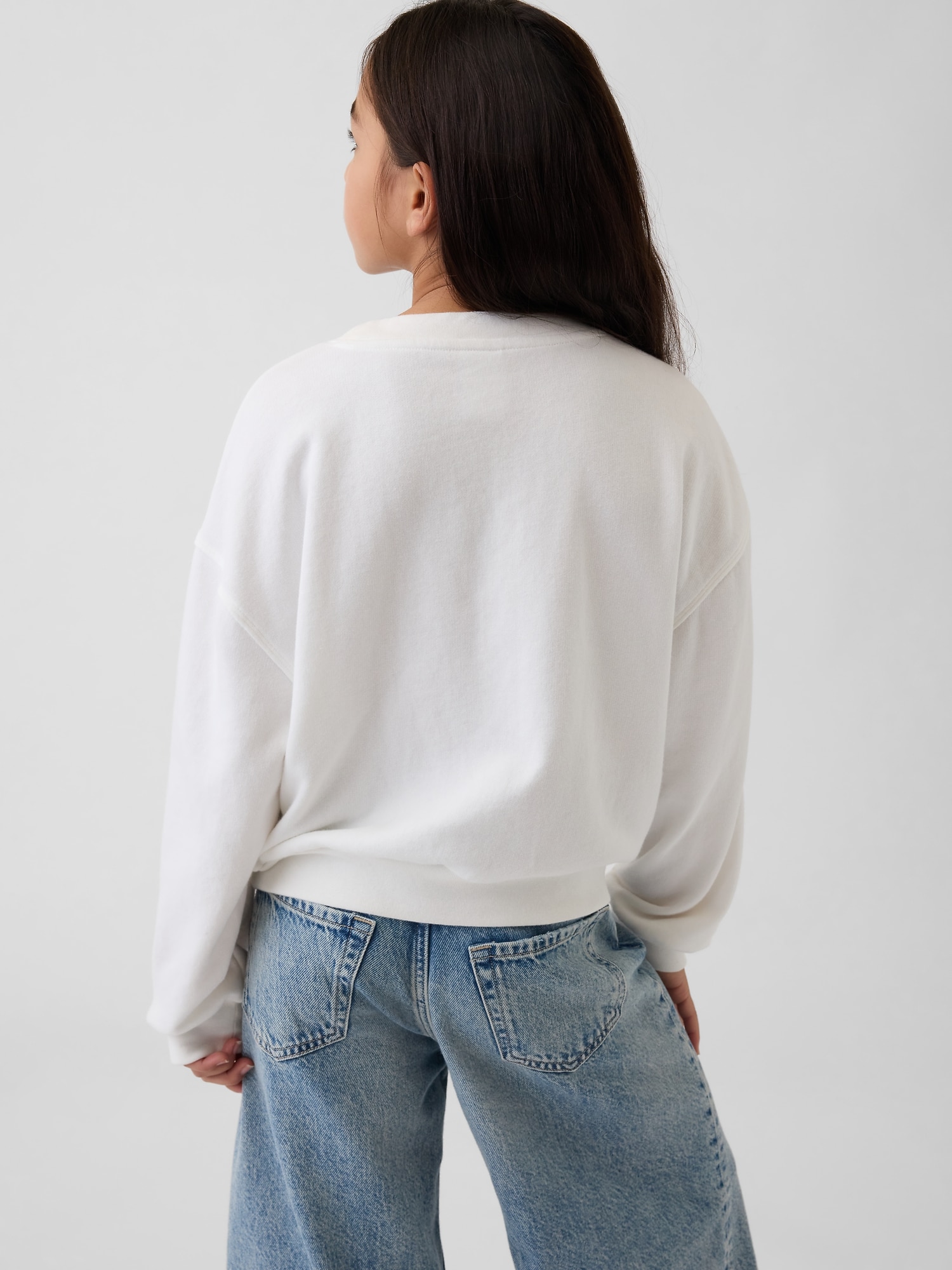 オーバーサイズ ウェッジ フリッピースパンコール グラフィック スウェットシャツ (キッズ)-2