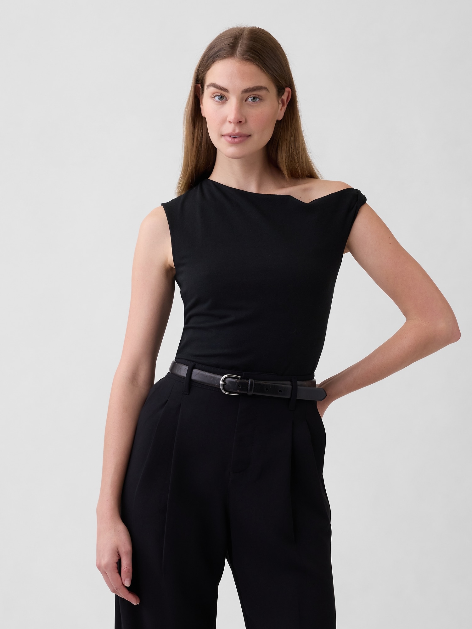 Stretch Jersey One-Shoulder Top