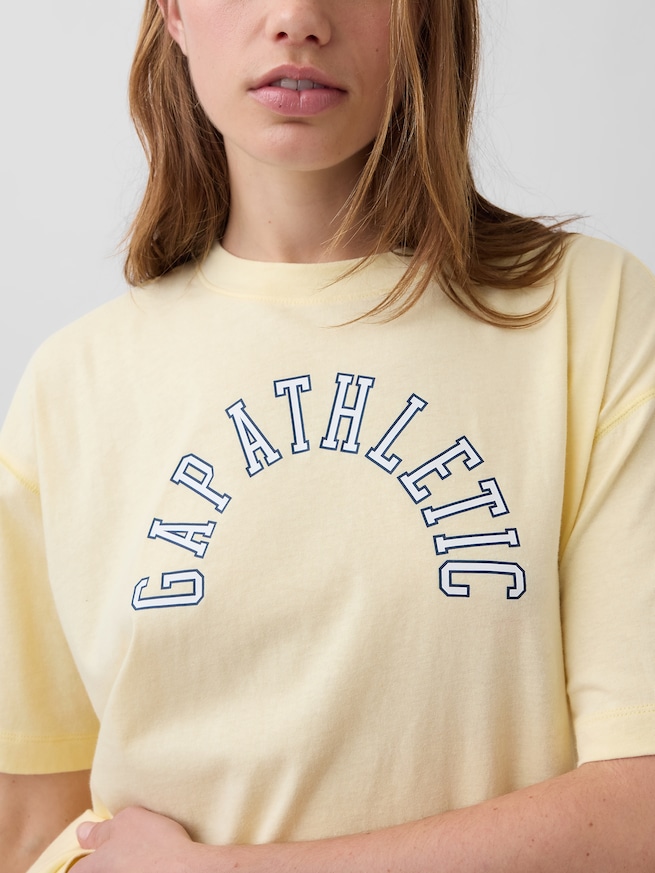 オーガニックコットン ヴィンテージソフト アスレチック GAPロゴ チュニックTシャツ-3