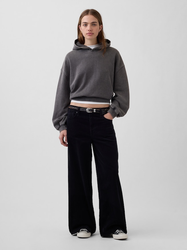 ミッドライズ コーデュロイ バギー ワイドパンツ-0