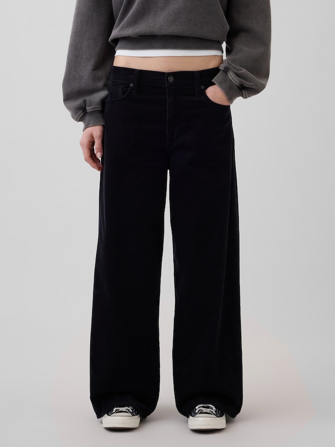 ミッドライズ コーデュロイ バギー ワイドパンツ-1