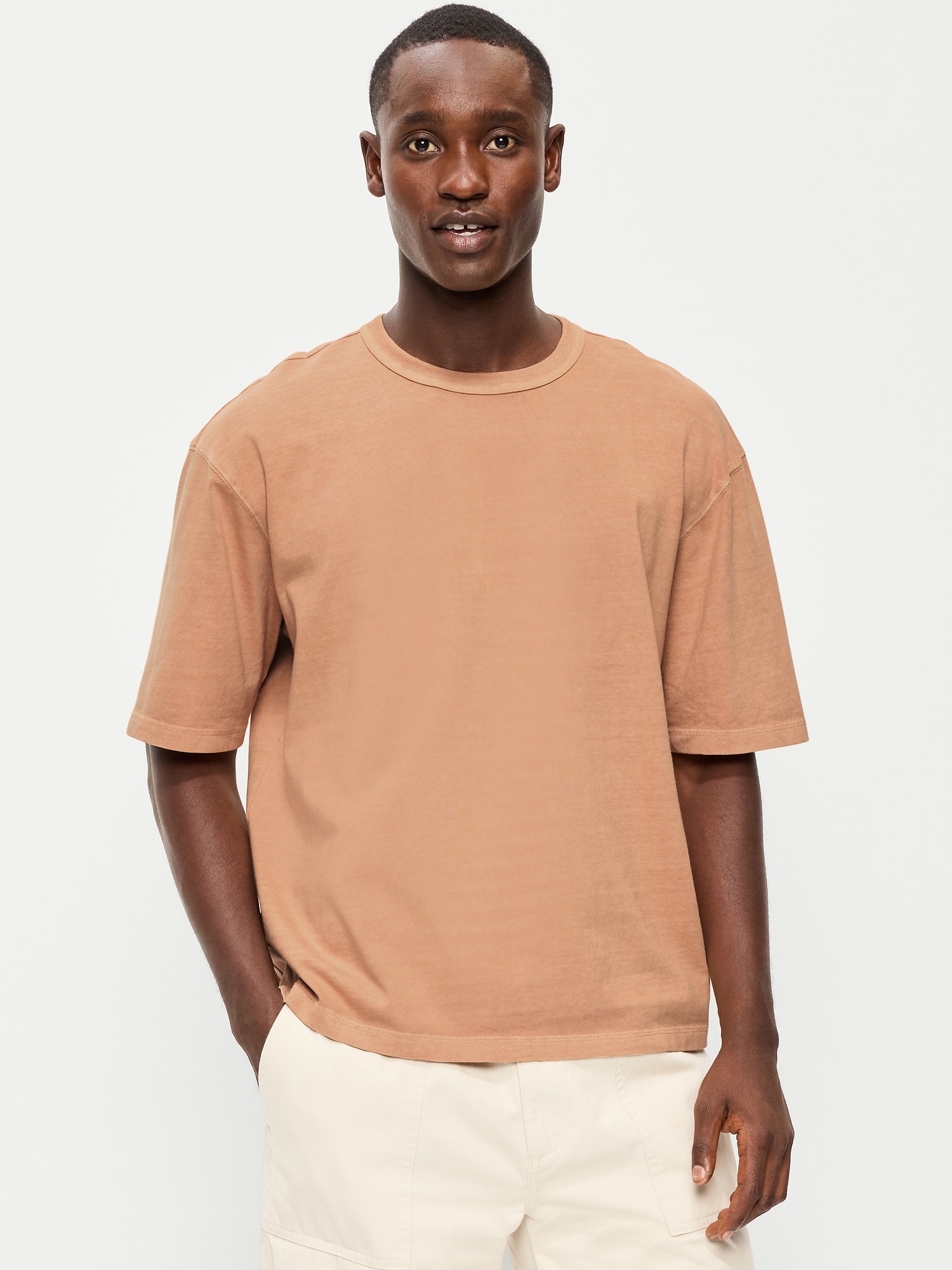 T-SHIRT COURT EN TISSU ÉPAIS TEINT EN PLONGÉE
