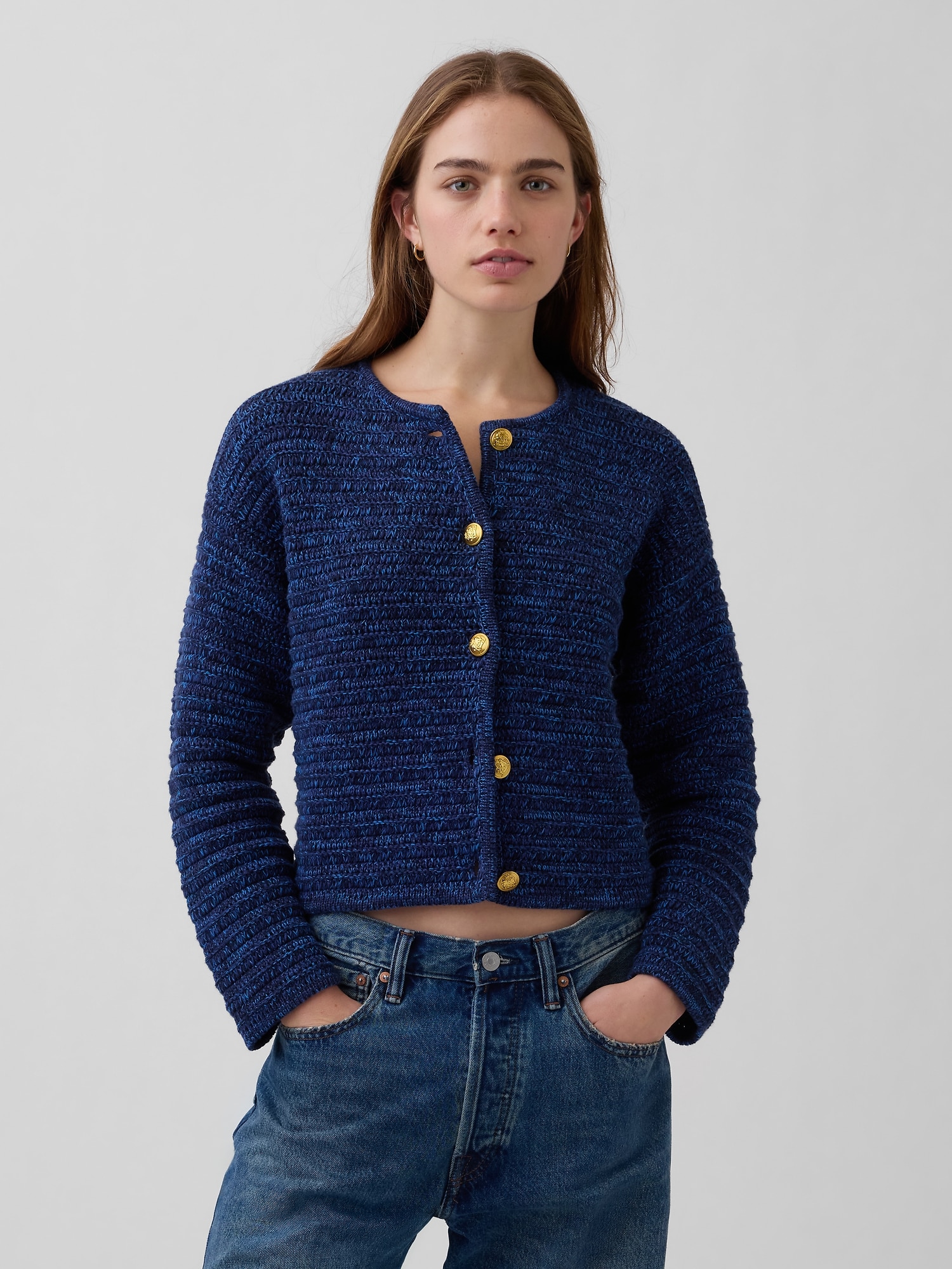 100% Cotton Textured Sweater Jacket