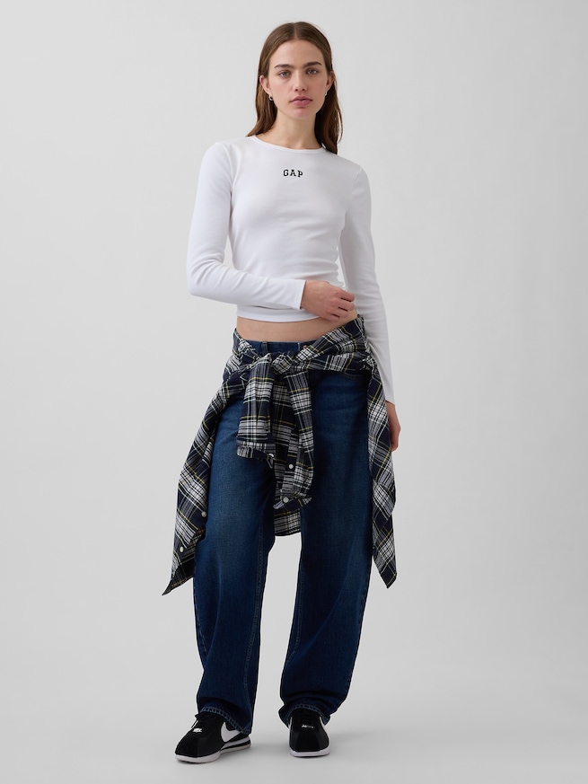 リブ クロップド GAPロゴTシャツ-1