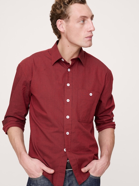 CHEMISE DÉCONTRACTÉE EN POPELINE DE COTON DÉLAVÉE