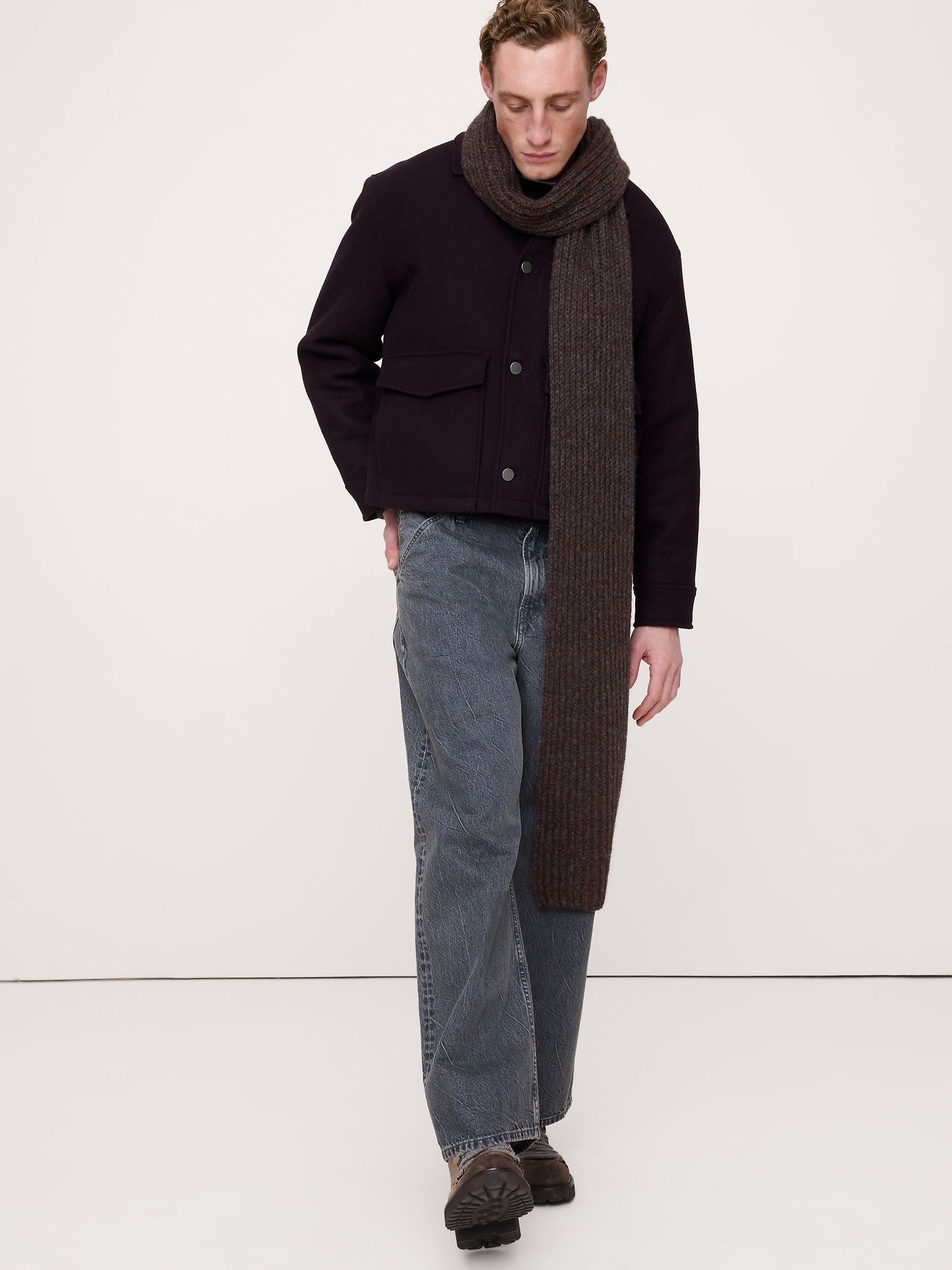 チャンキー アルパカウールブレンド リブ スカーフ-1