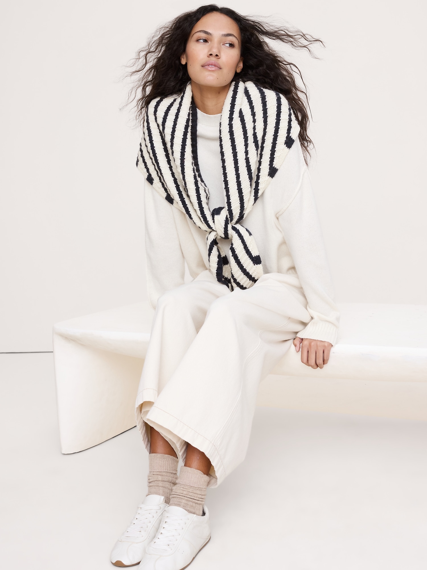 メリノコットン トライアングル スカーフ-1