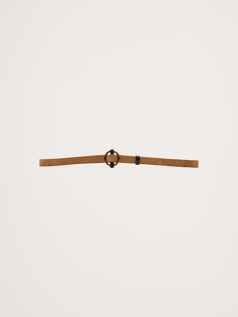 CEINTURE ÉTROITE EN CUIR À BOUCLE RONDE