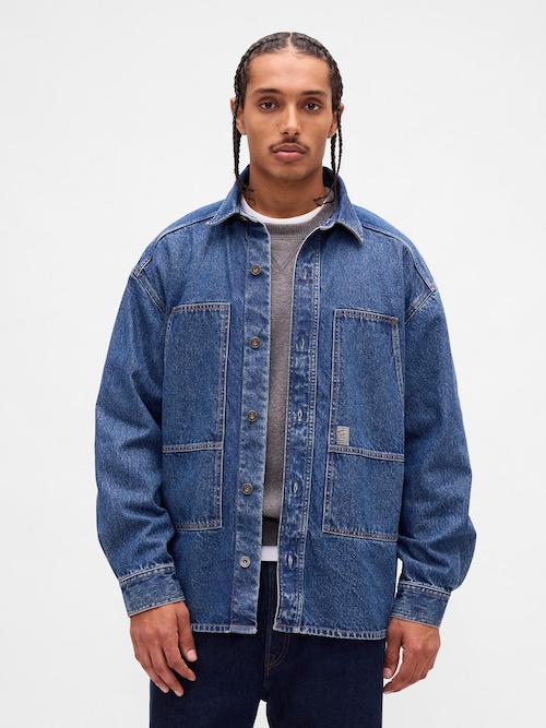 デニム オーバーサイズ ユーティリティ シャツジャケット
