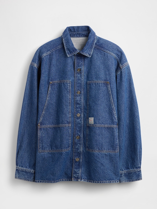 デニム オーバーサイズ ユーティリティ シャツジャケット-4