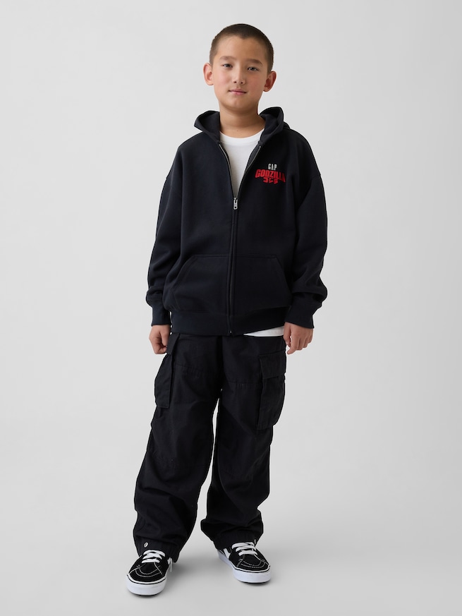 ゴジラ ビンテージソフトグラフィック GAPロゴ ジップアップパーカー (キッズ)-3
