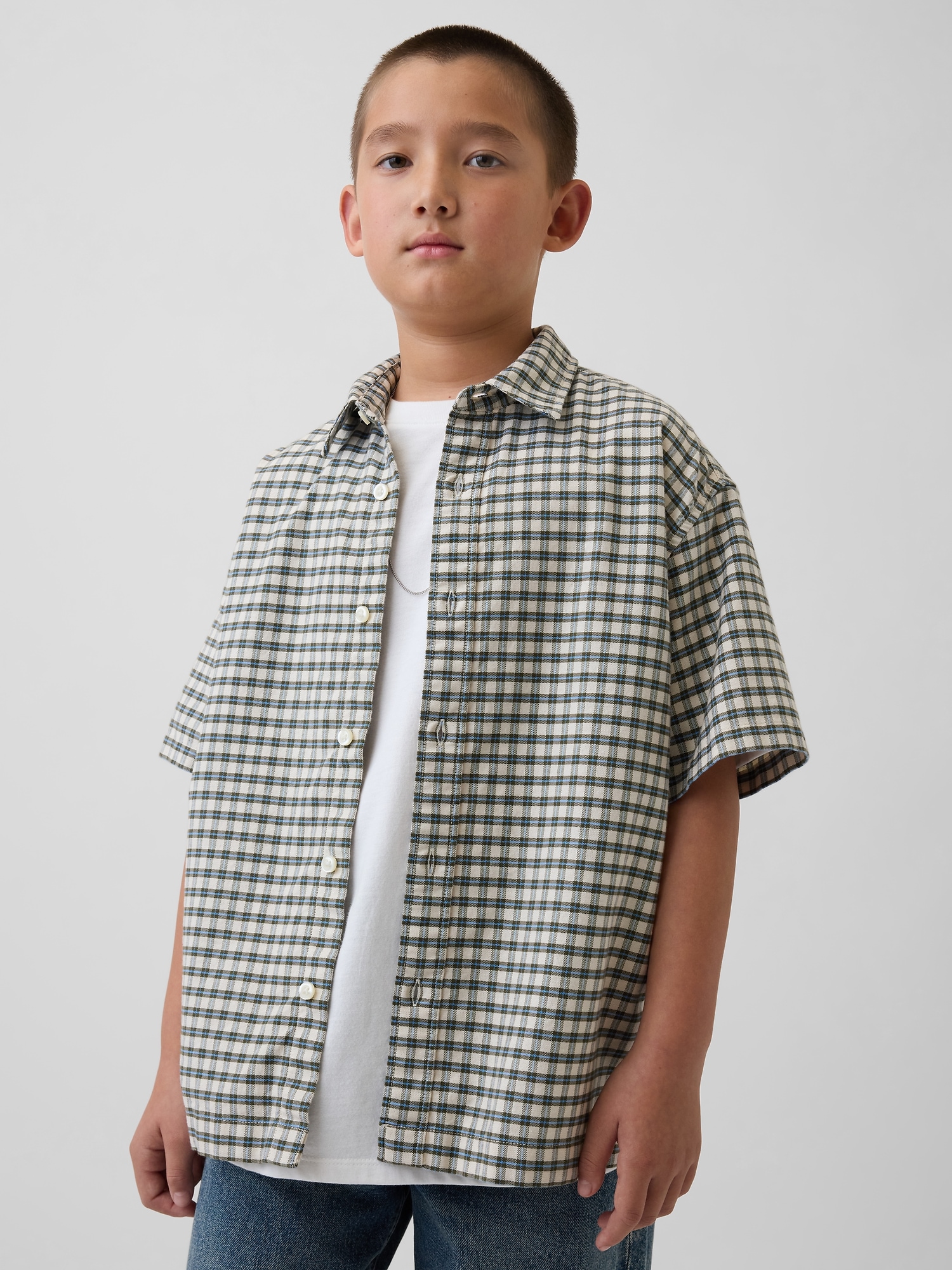 Kids Relaxed Plaid Oxford Shirt