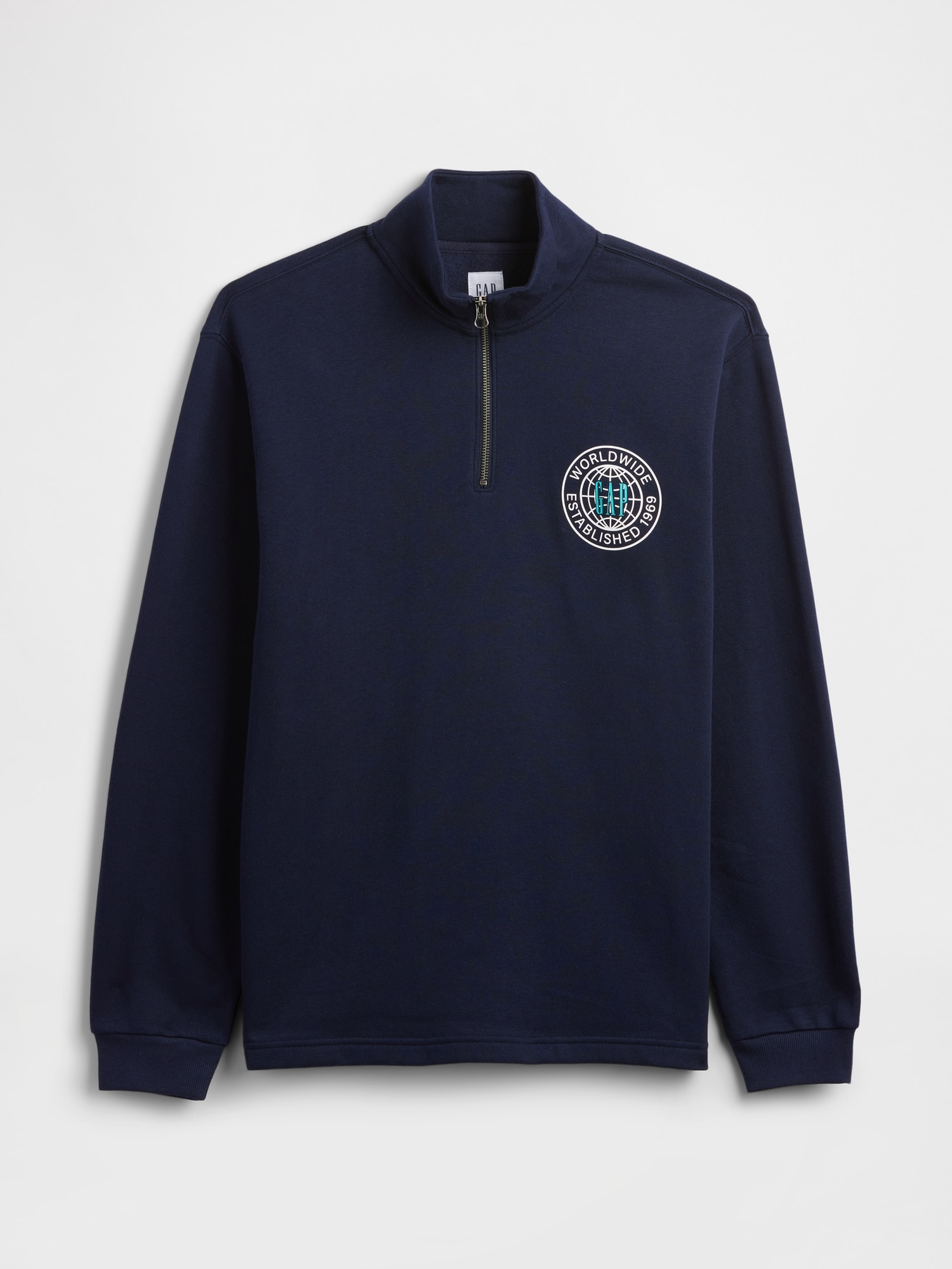 リラックスフィット GAPロゴ グラフィック 1/4 ジップアップ スウェットシャツ-2