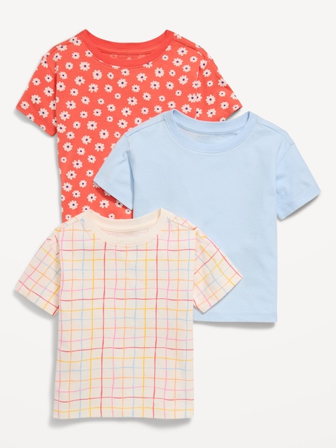 T-SHIRT À MANCHES COURTES POUR TOUTE-PETITE FILLE (PAQUET DE 3 T-SHIRTS VARIÉS)