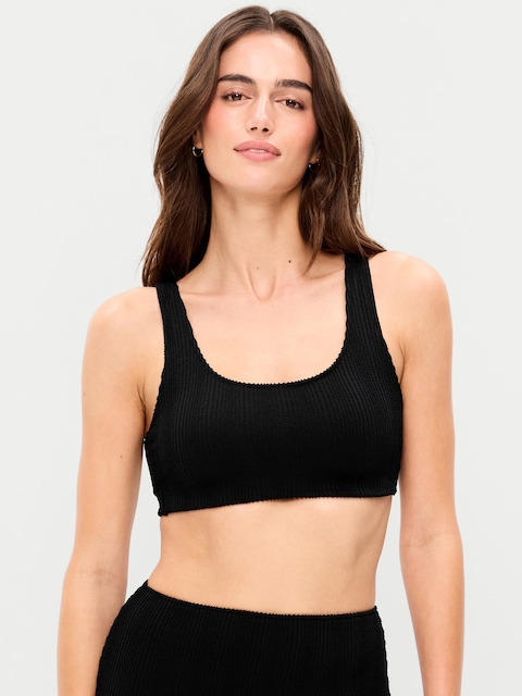 Ribbed Scoop-Neck Swim Top