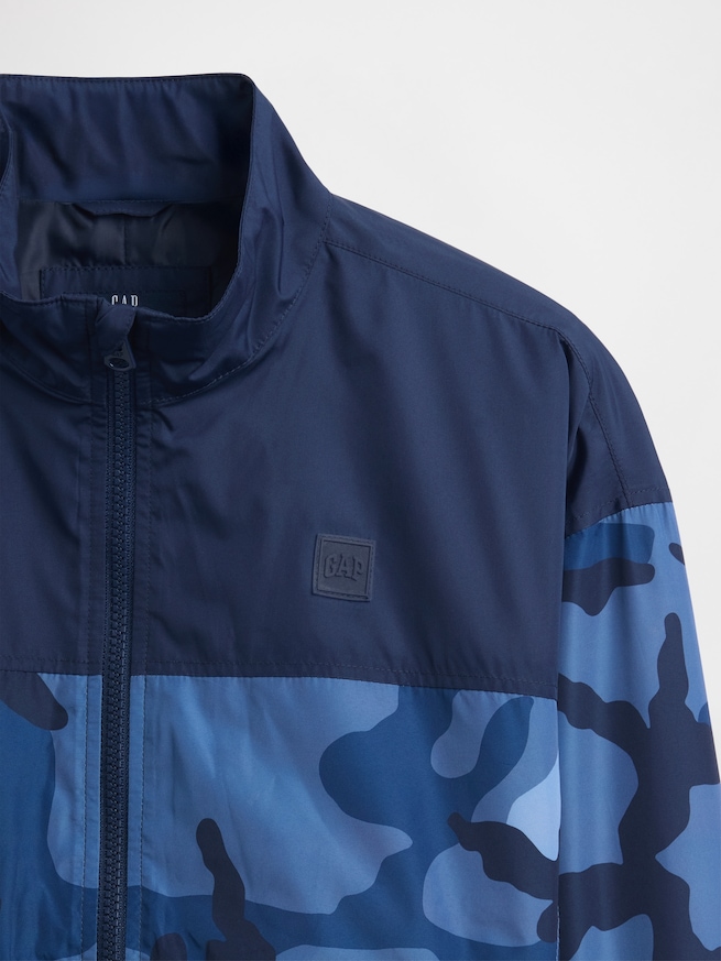 リサイクル カラーブロック カモフラージュ ウィンドブレーカー (キッズ)-3