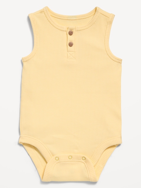 Sleeveless Ribbed Henley Bodysuit for Baby