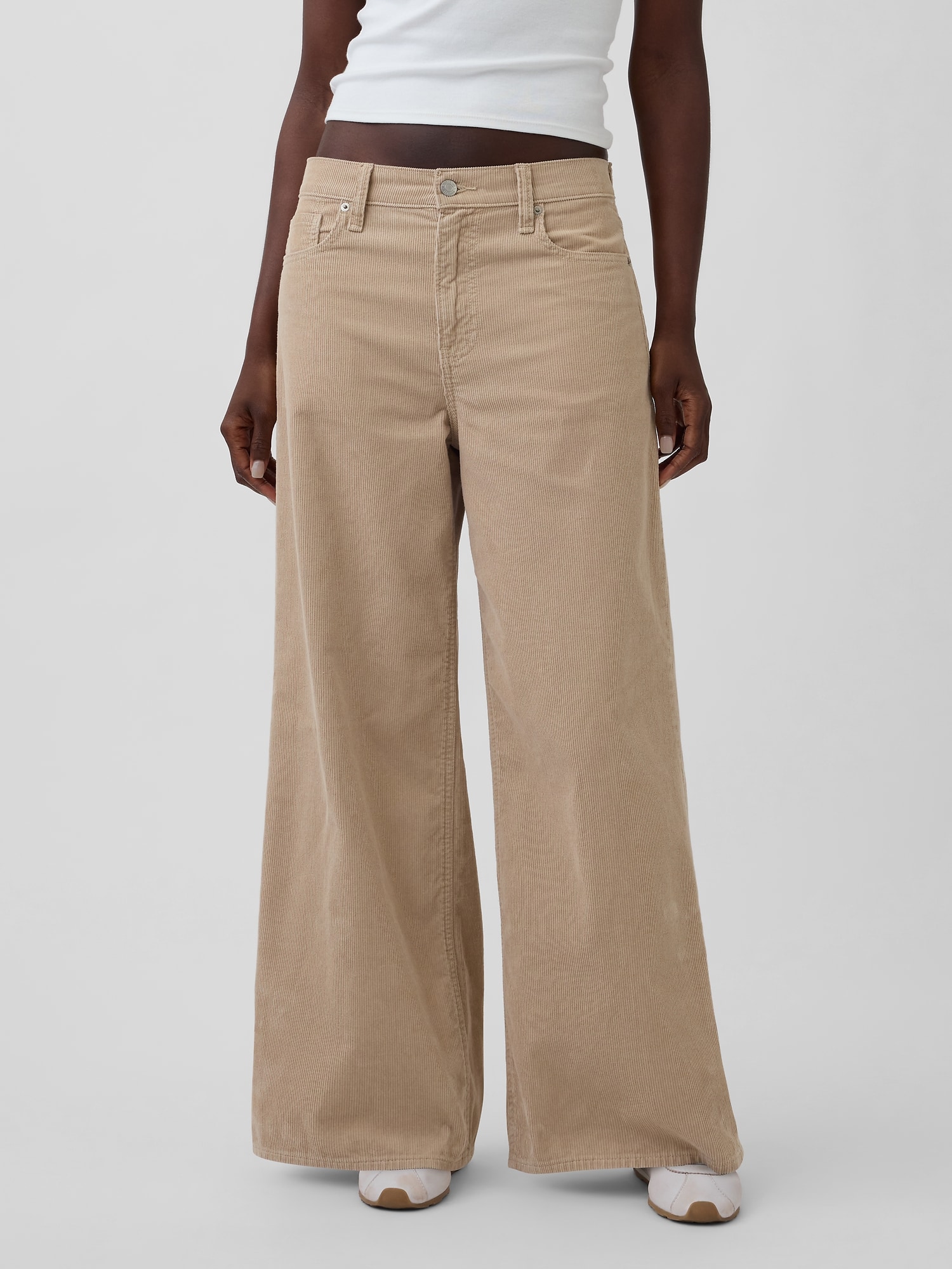 ミッドライズ コーデュロイ バギー ワイドパンツ-1