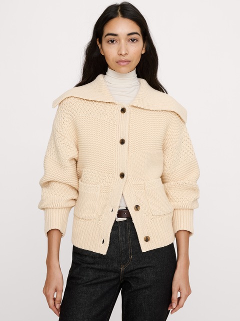 CARDIGAN EN LAINE ET COTON TEINT PAR SECTIONS