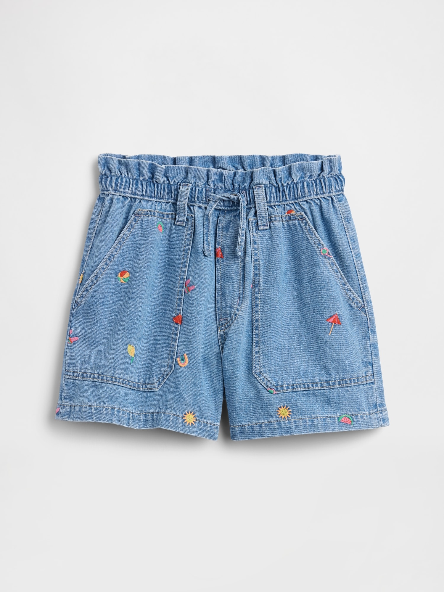 Kids High Rise Relaxed Pull-On Denim Shorts