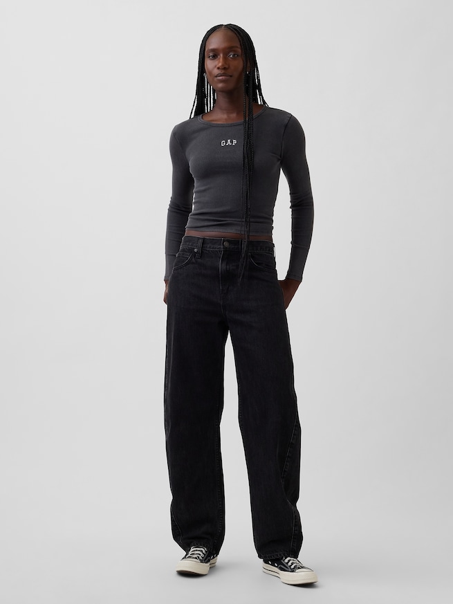 リブ クロップド GAPロゴTシャツ-1