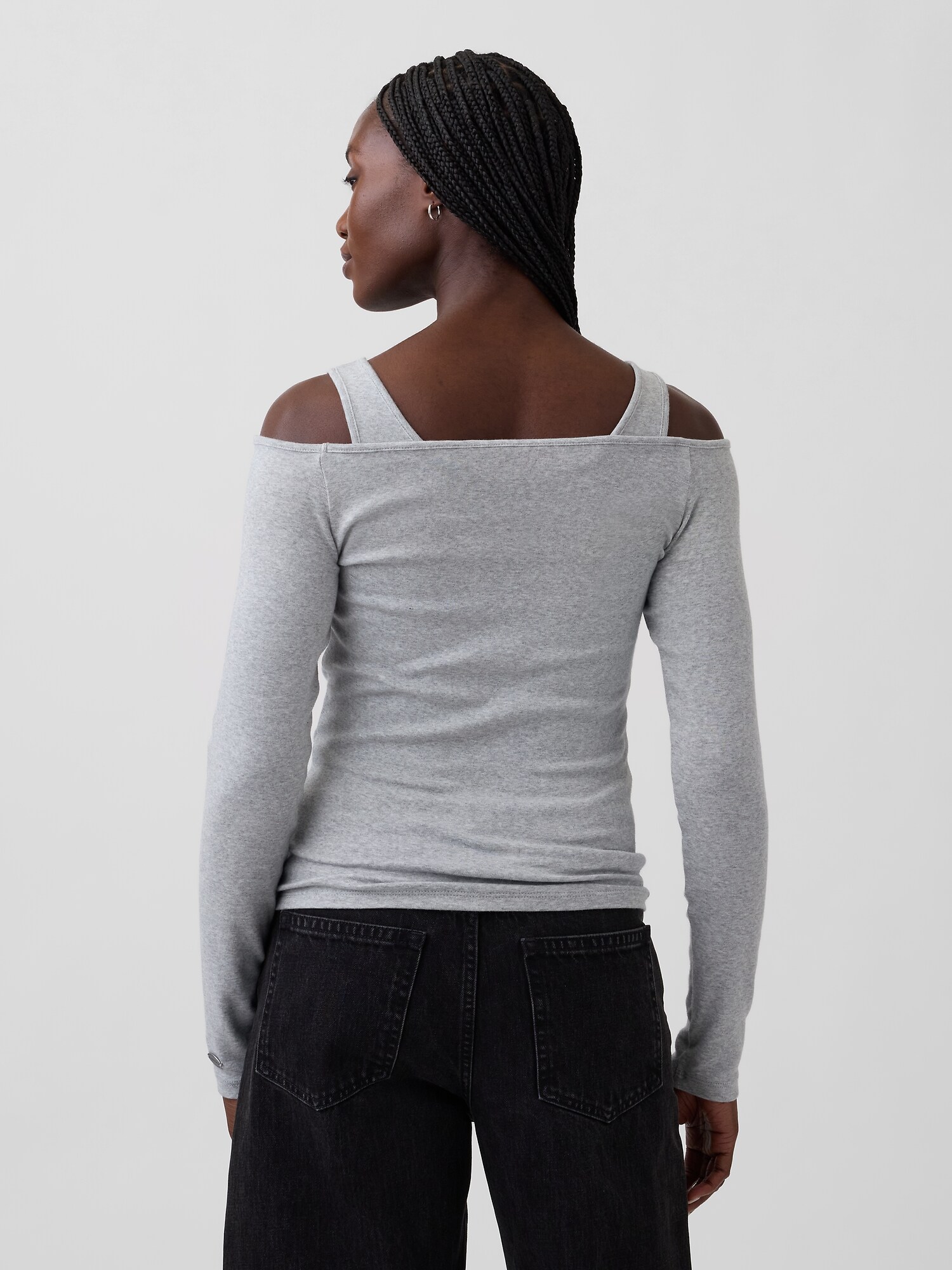 モダン オフショルダートップス-2