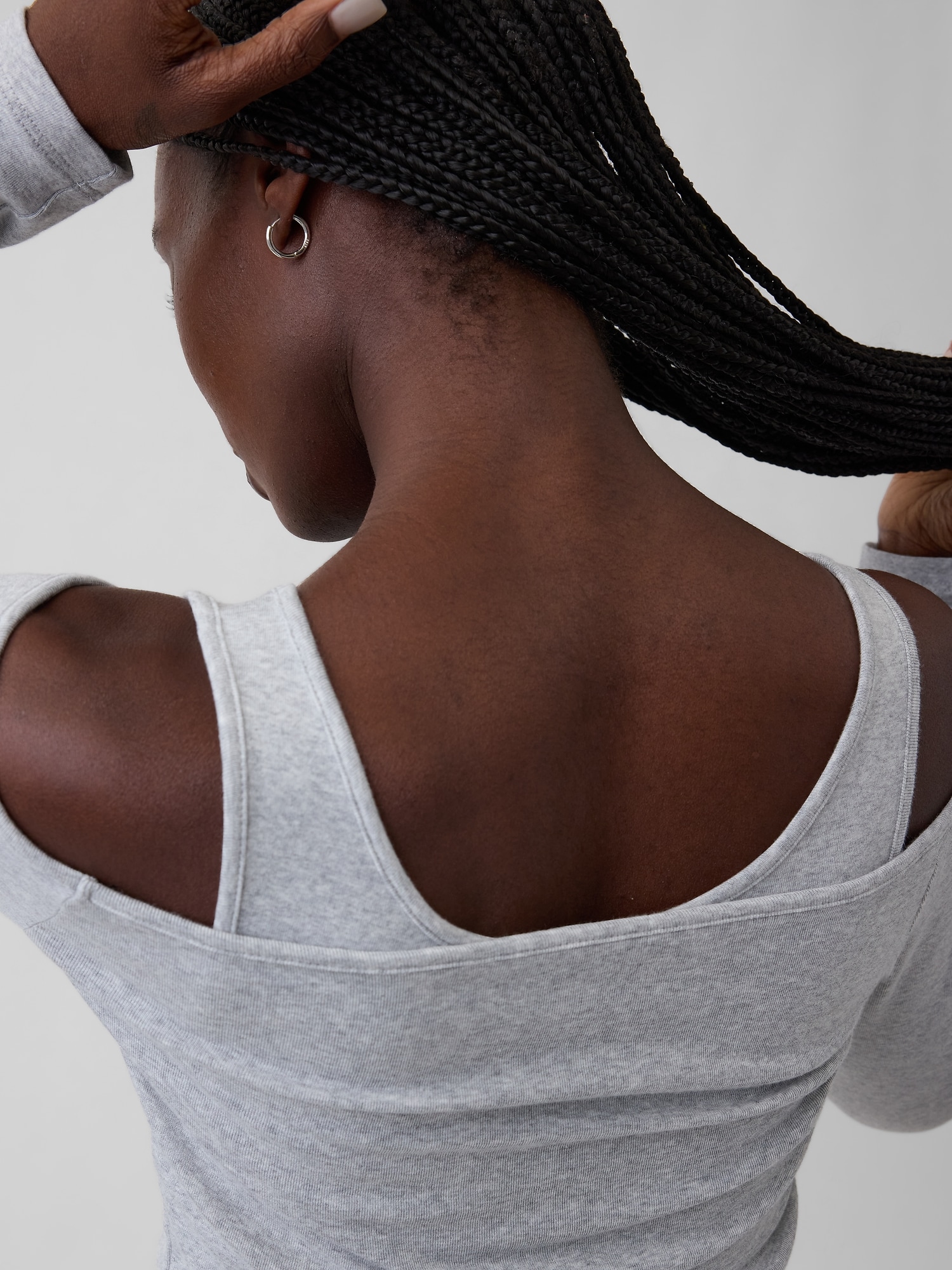 モダン オフショルダートップス-3