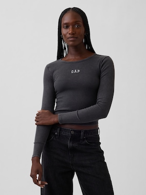 リブ クロップド GAPロゴTシャツ