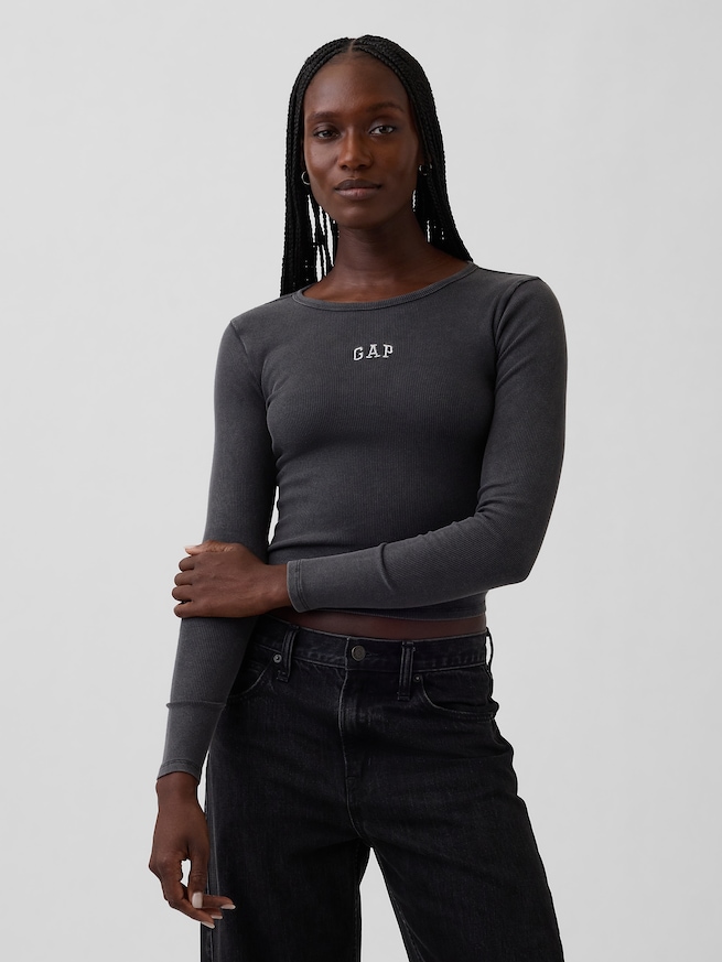 リブ クロップド GAPロゴTシャツ-0