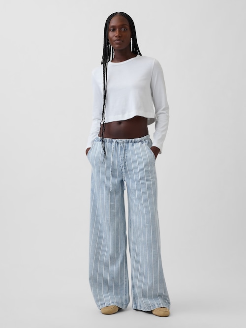 ミッドライズ ウルトラソフト イージーウエスト バギーデニム